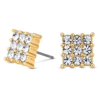 Gold crystal square earring